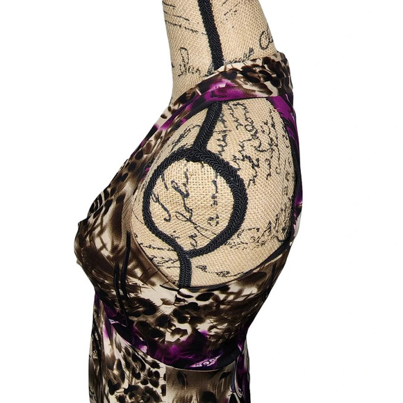 Muse Womens Twist Front Bodycon Animal Print Dress Size 6 Purple Brown - Picture 6 of 10